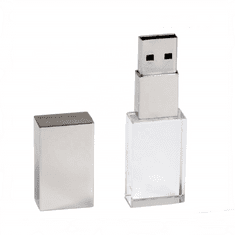 CTRL+C USB KRYSTAL stříbrný, kombinace sklo a kov, LED podsvícení, 64 GB, USB 2.0