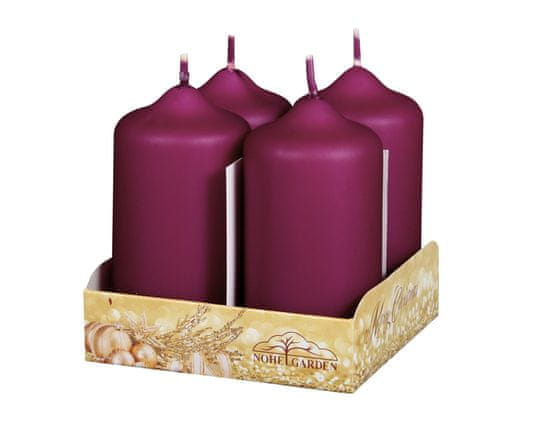 Ceramicus Svíčka adventní VÁLEC d 5 x 9 cm 4 ks metalická matná bordo