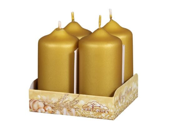 Ceramicus Svíčka adventní VÁLEC d 5 x 9 cm 4 ks metalická matná zlatá