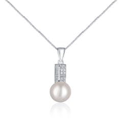 JwL Luxury Pearls Elegantní náhrdelník s pravou perlou a zirkony JL0645 (řetízek, přívěsek)