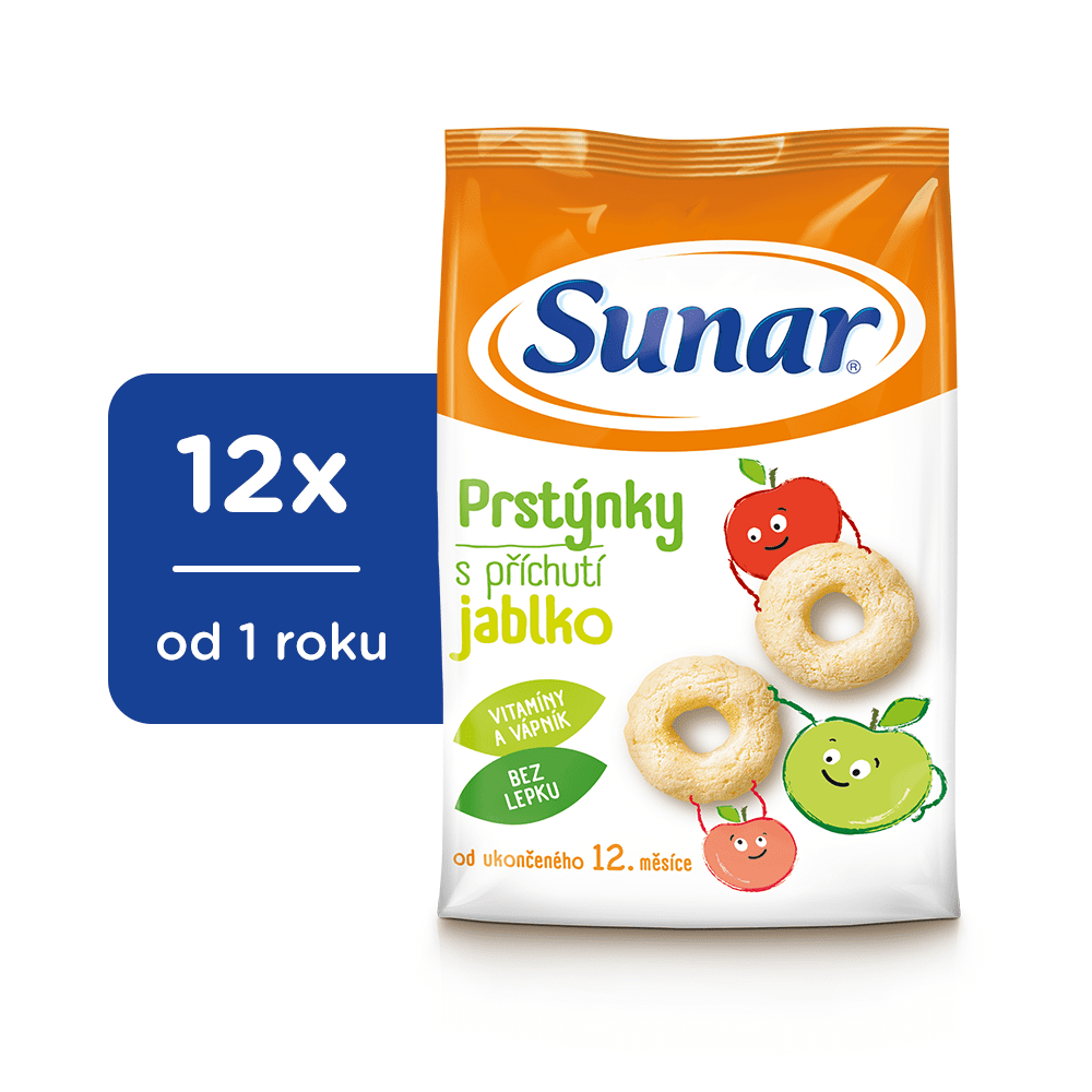 Sunar Jablečné prstýnky pro první zoubky 12x50g