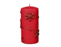 Ceramicus Svíčka vánoční SNOWFLAKES válec d 7 x 14 cm červená