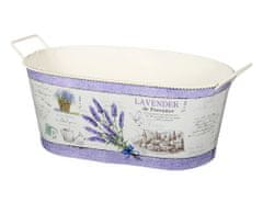 Ceramicus Truhlík LAVENDER DE PROVENCE 22 x 14 x 10 oválný plechový s uchy