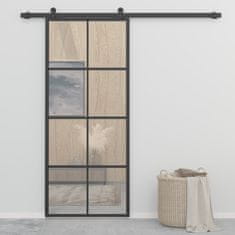 Greatstore Posuvné dveře hliník a ESG sklo s příslušenstvím 90 x 205 cm