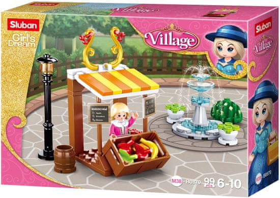 Sluban Girls Dream Village M38-B0870 Dobový stánek s ovocem a fontána M38-B0870
