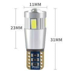 SEFIS LED žárovka 242 W5W T10 12V 6SMD 5630 bílá