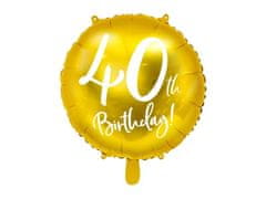 Balón foliový 40. narozeniny zlatý - 45cm