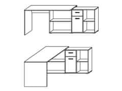 Nejlevnější nábytek Psací stůl ROTHING pravý, bílá/bílý lesk, 5 let záruka