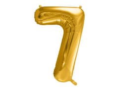 PartyDeco Fóliový balónek Číslo 7 zlatý 86cm
