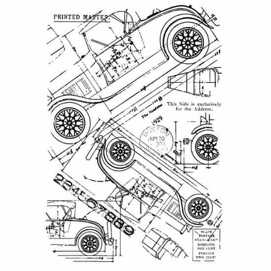 Kraftika Auta technický výkres - silikonové gelové razítko