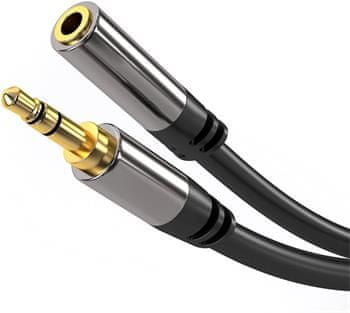 PremiumCord HQ stíněný prodlužovací kabel Jack 3,5 mm - Jack 3,5 mm M/F 1,5 m kjqmf015