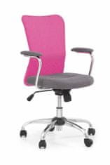 Halmar Dětská židle na kolečkách s područkami Andy - růžová/šedá
