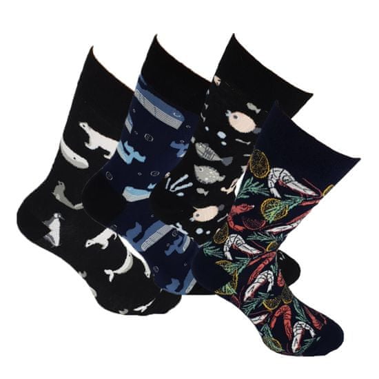 OXSOX Pánské i dámské bavlněné barevné veselé CRAZY SOCKS ponožky OX9100320 OCEAN 4-pack