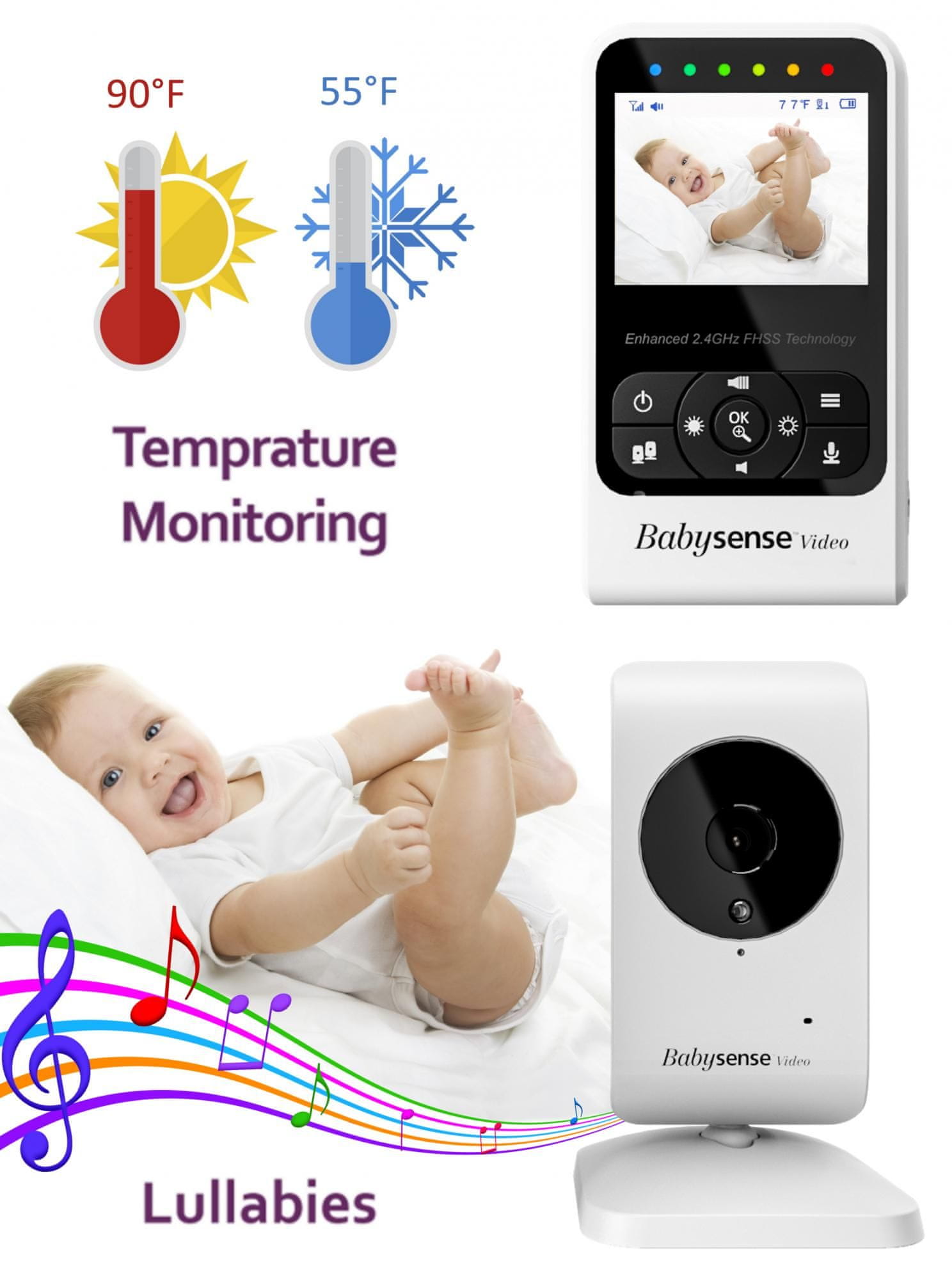 Dětská elektronická chůva Babysense Video Baby Monitor V65 bílá