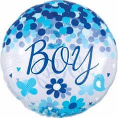 Amscan Fóliový balónek Jumbo s konfetami Boy 71cm