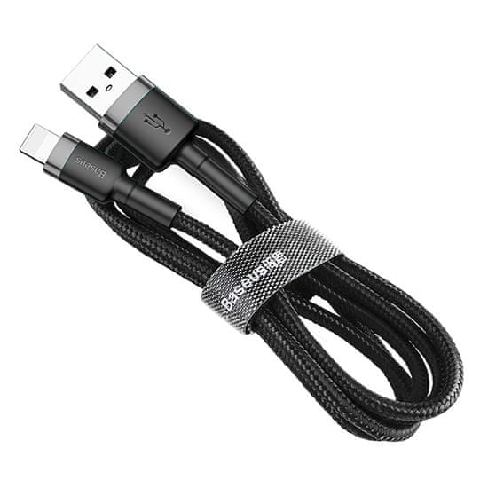 shumee Odolný flexibilní kabel USB kabel Iphone Lightning QC3.0 2,4A 0,5M černá a šedá