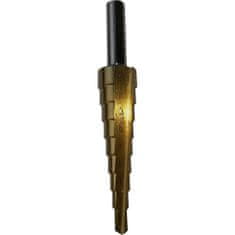 Strend Pro Vrták stupňovitý SD41, 4-12 mm, TiN, HSS rovný, do kovu