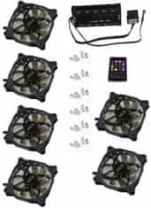 Eurocase Ventilátor pro PC RGB 120mm (FullControl spot Led), set 6ks + controller