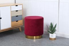 KINGHOME MARGO pouffe burgundy - samet, zlatý podklad