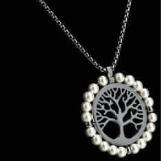 Delami Dámský náhrdelník z chirurgické oceli Strom života s umělými perličkami, stříbrný