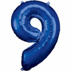 Amscan Fóliový balónek číslo 9 modrý 86cm