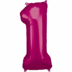 Amscan Fóliový balónek číslo 1 růžový 86cm