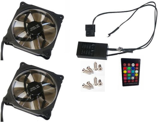 Eurocase Ventilátor pro PC RGB 120mm (Ring type), set 2ks + controller