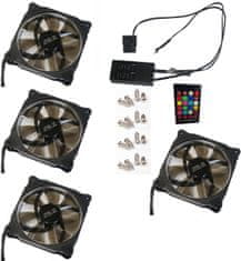 Ventilátor pro PC RGB 120mm (Ring type), set 4ks + controller