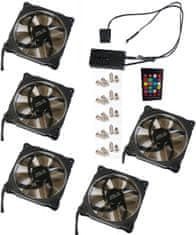 Eurocase Ventilátor pro PC RGB 120mm (Ring type), set 5ks + controller