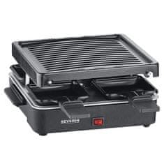 Severin Raclette gril , RG 2370, kompaktní raclette gril, 4 pánvičky, vroubkovaný nepřilnavý povrch, 600 W