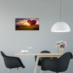 Wallmuralia Skleněné hodiny na stěnu Strom pole srdce černé 60x30 cm