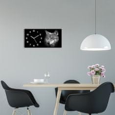 Wallmuralia Moderní skleněné hodiny na stěnu Vlk bílé 60x30 cm