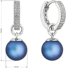 Evolution Group Stříbrné náušnice 2v1 s modrými syntetickými perlami a zirkony 31298.3