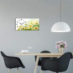 Wallmuralia Moderní skleněné hodiny na stěnu Sedmikrásky černé 60x30 cm