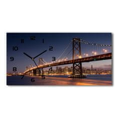 Wallmuralia Skleněné hodiny na stěnu Most San Francisco bílé 60x30 cm