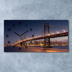 Wallmuralia Skleněné hodiny na stěnu Most San Francisco černé 60x30 cm