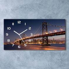 Wallmuralia Skleněné hodiny na stěnu Most San Francisco bílé 60x30 cm