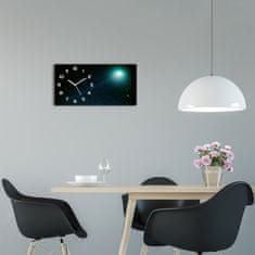 Wallmuralia Moderní skleněné hodiny na stěnu Vesmír bílé 60x30 cm