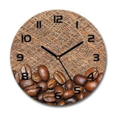 Wallmuralia Skleněné hodiny kulaté Zrnka kávy bílé fi 30 cm