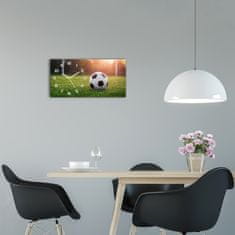 Wallmuralia Moderní skleněné hodiny na stěnu Fotbal bílé 60x30 cm