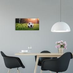 Wallmuralia Moderní skleněné hodiny na stěnu Fotbal černé 60x30 cm