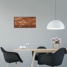 Wallmuralia Moderní skleněné hodiny na stěnu Zrnka kávy bílé 60x30 cm