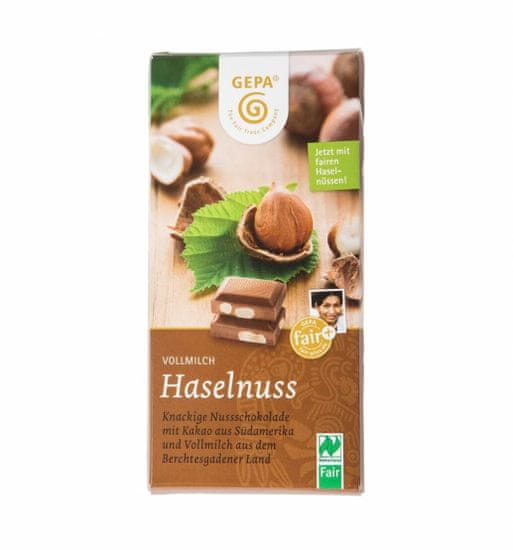 Gepa Bio mléčná čokoláda s lískovými oříšky 100 g