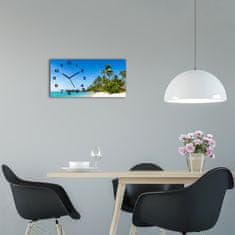 Wallmuralia Skleněné hodiny na stěnu Pláž Karibské ostrovy černé 60x30 cm