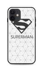 TopQ Kryt iPhone 12 3D silikon Bílý Superman 55241