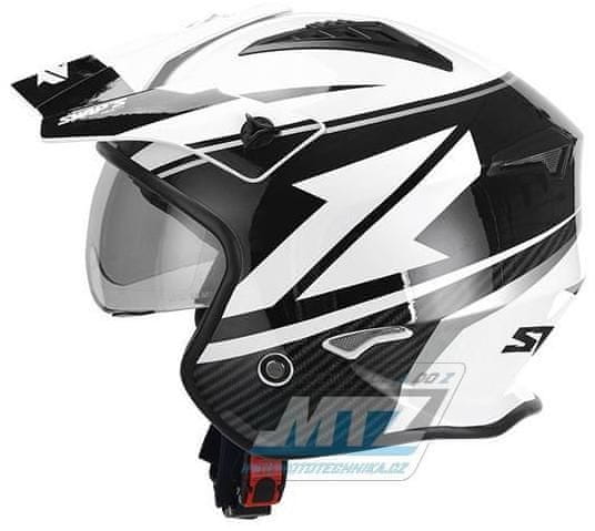 S-Line Přilba na skútr SWAPS Jet Helm S769 Trooper s kšiltem a sluneční clonou - černobílá M (sfosjtr) (Velikost: XL) SFOSJTR2G-XL