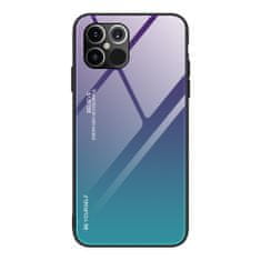 OEM Gradient Glass pouzdro 9H na zadní část na iPhone 12 Pro Max 6.7" green-purple