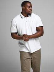 Jack&Jones Plus Pánské polo triko Slim Fit JJEPAULOS 12143859 White (Velikost 4XL)