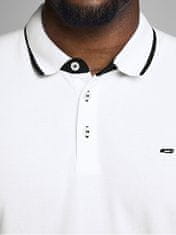 Jack&Jones Plus Pánské polo triko Slim Fit JJEPAULOS 12143859 White (Velikost 5XL)