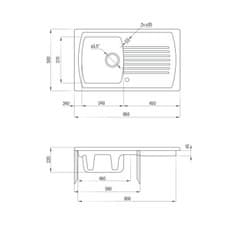 Deante DEANTE LUSITANO ZCL_611N Jednodřez s odkapem 860x500x220, keramika - Deante